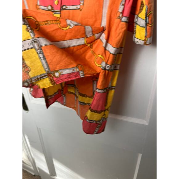 Vipavadee Women's Orange Equestrian Lightweight Horse Bit Button Blouse Large - Picture 5 of 7
